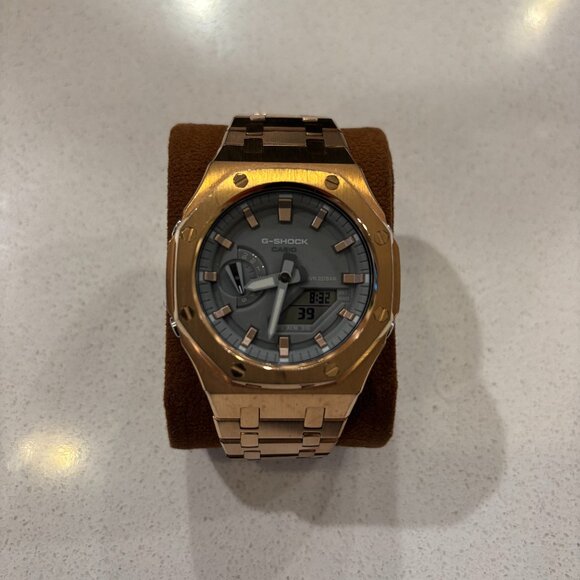 Casio Other - G-Shock GA-2100 / “Casioak” Full-Metal Rose Gold Bezel & Bracelet – Modded Steel